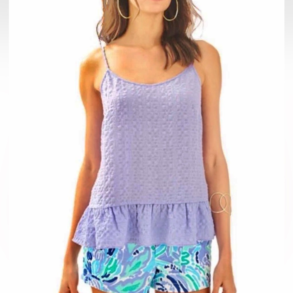Lilly Pulitzer Textured Peplum Tank in lilac Purple
